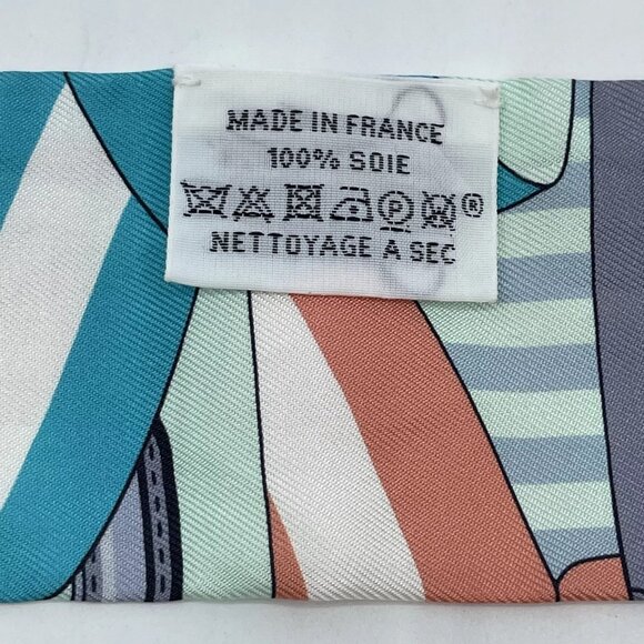 Authentic HERMES Twilly Buckle Design Scarf Blue Silk - Picture 16 of 16